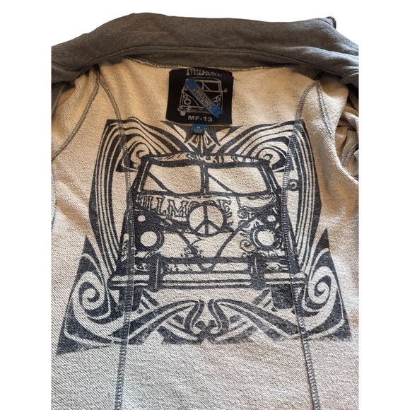 Anthropologie Millard Fillmore MF-13 Gray Cotton Long Coat M Boho Hippie Y2K - Picture 3 of 10